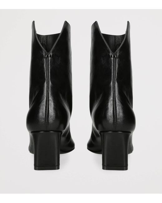 Khaite Black Leather Ona Ankle Boots 55