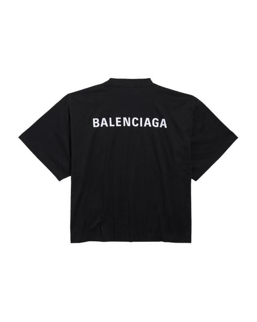 【送料&関税込】Balenciaga Logo Crop T-shirt Balenciaga Logo Distressed Crop Shrunk T-Shirt | Neiman Marcus