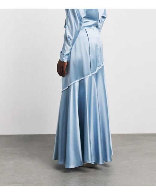 Ganni Blue Satin Maxi Skirt