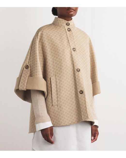 Max Mara Natural Wool-Cashmere Wrap Cape