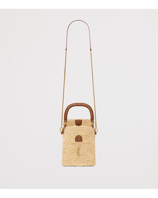 Saint Laurent Natural Raffia Gaby Bucket Bag