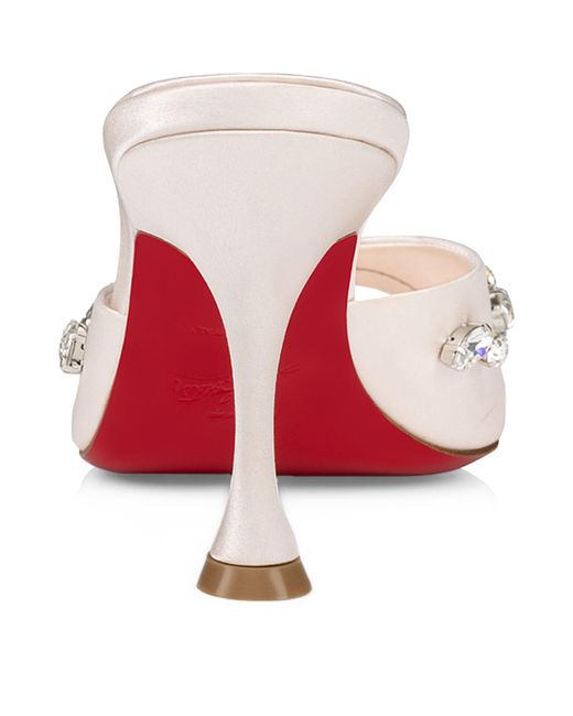 Christian Louboutin White Silk Degraqueen Embellished Mules 85