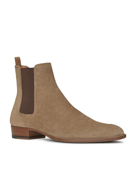 Saint Laurent Brown Suede Wyatt Chelsea Boots for men