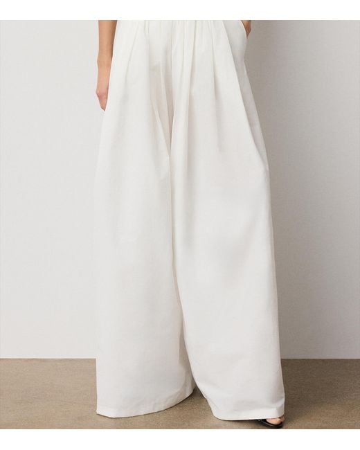 Ralph Lauren White Cotton-Blend Poplin Vanessa Wide-Leg Trousers