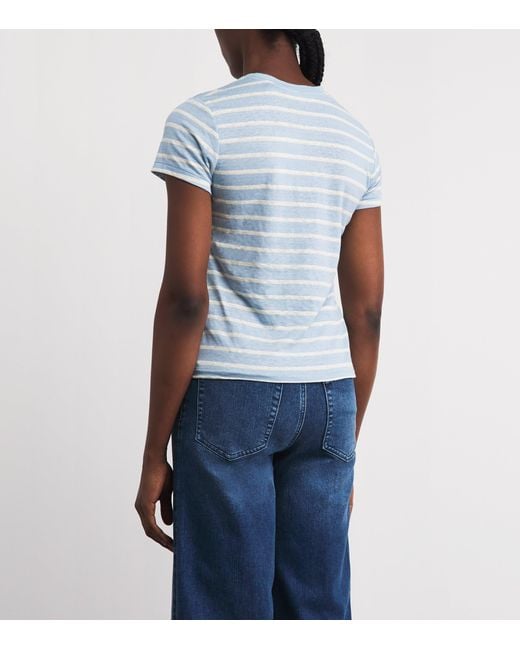 FRAME Blue Linen-Blend The Baby Tee