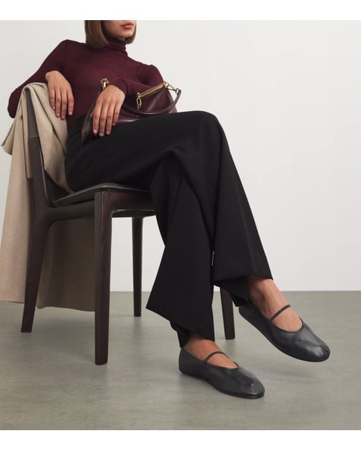 The Row Black Elastic Ballet Flats