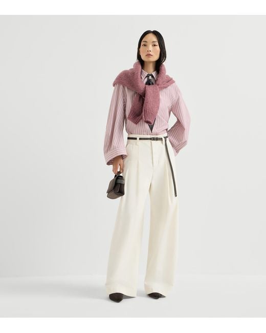 Brunello Cucinelli Pink Cotton Poplin Stripe Shirt