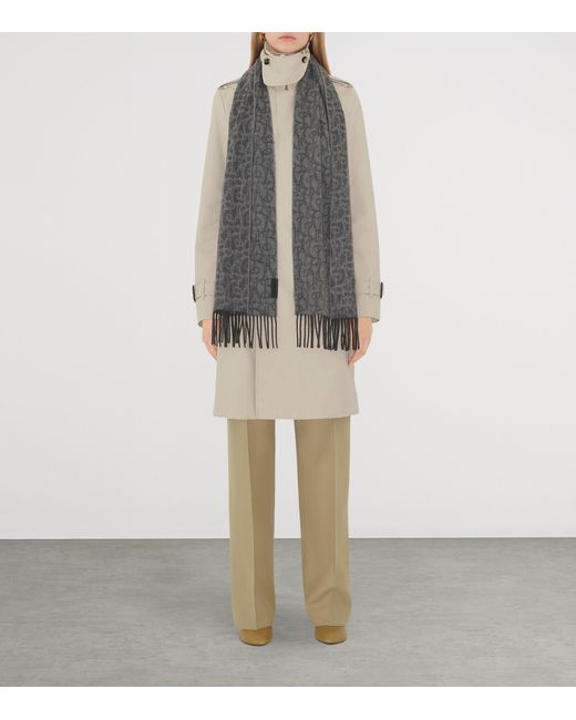 Burberry Gray Cashmere B Charm Scarf