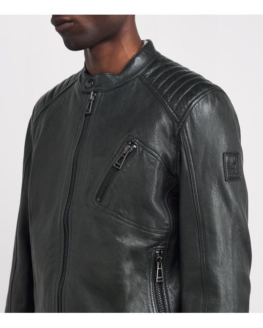 Belstaff Black Cheviot Leather V Racer Jacket for men