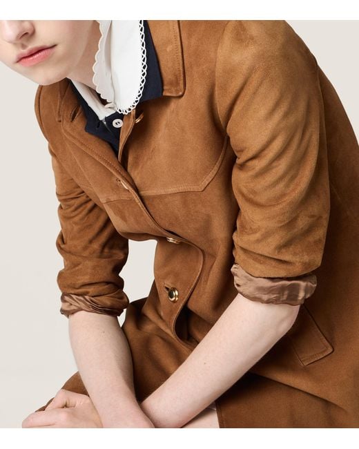 Miu Miu Brown Waxed Suede Coat