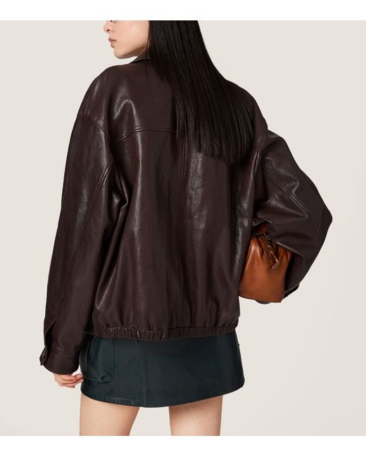 Miu Miu Brown Leather Blouson Jacket