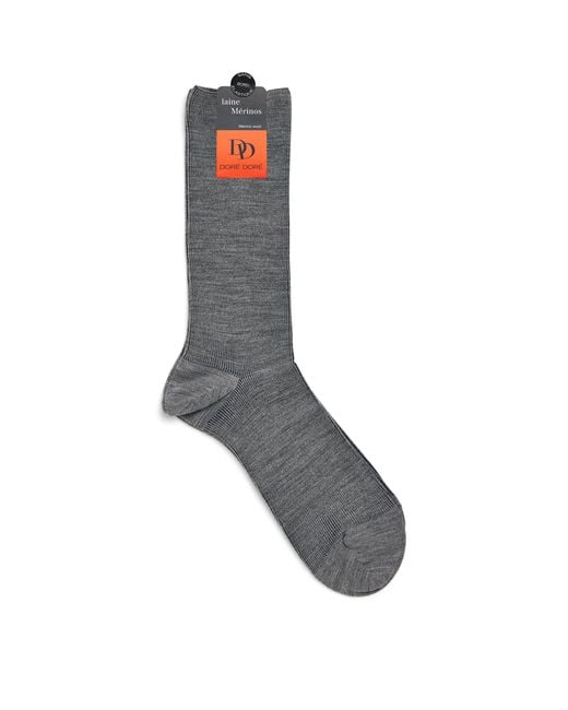 Doré Doré Gray Fine-Ribbed Socks for men