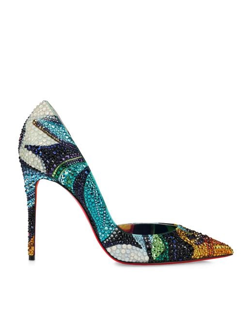 Christian Louboutin Blue Iriza Floral Strass Pumps 100