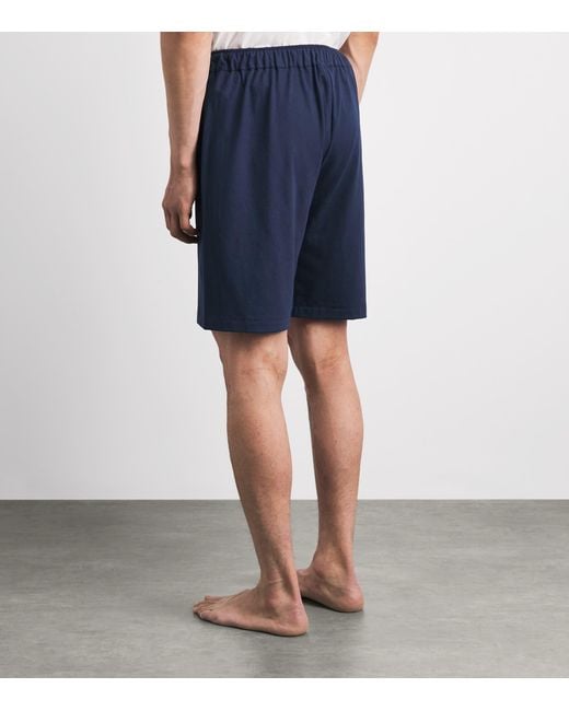 Hanro Blue Cotton Night & Day Shorts for men