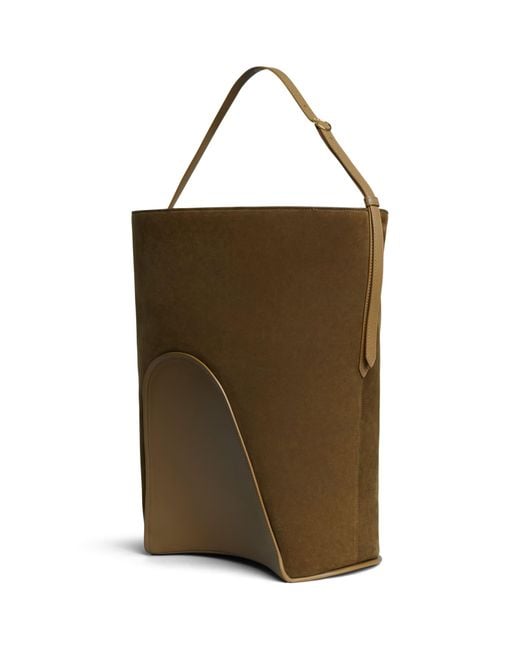 Alaïa Brown Large Suede-Leather Hip Bucket Bag