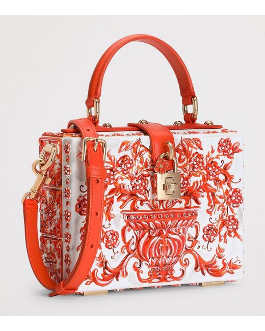 Dolce & Gabbana Red Resin Dolce Box Top-Handle Bag