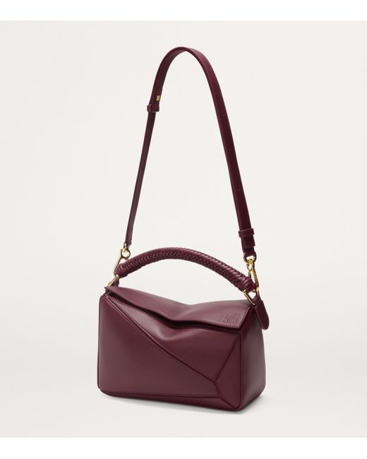 Loewe Purple Small Leather Puzzle Edge Top-Handle Bag