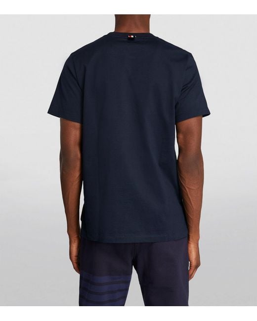 Thom Browne Blue Cotton Name Tag T-Shirt for men