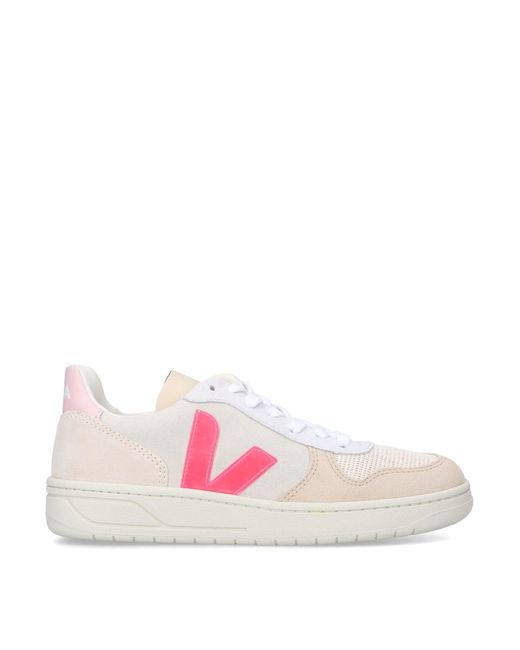Veja V-10 Colour-block Sneakers in Pink | Lyst
