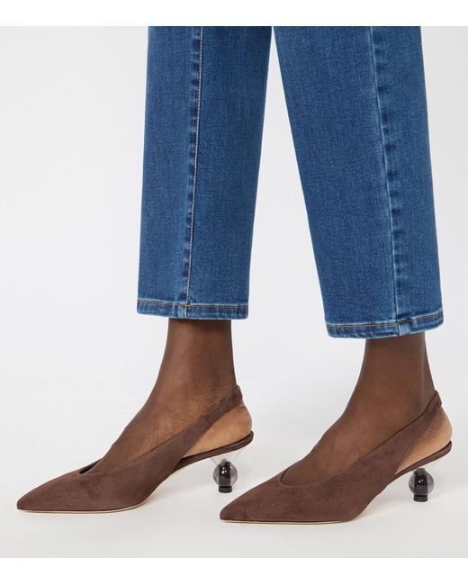 Weekend by Maxmara Brown Suede Bauble-Heel Slingback Pumps 55