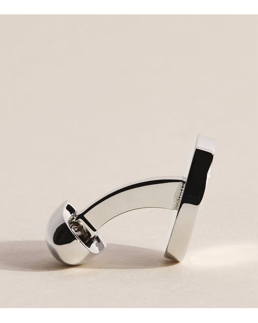 Babette Wasserman Natural Rhodium-Plated Halfpenny Cufflinks for men