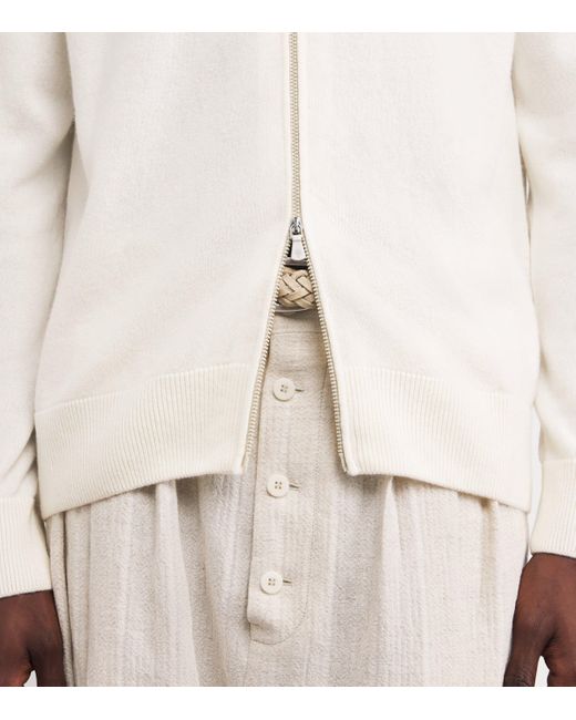 Eleventy White Cashmere Zip-Up Hoodie for men