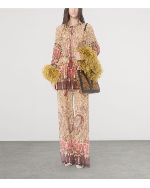 Valentino Natural Silk-Metallic Fibre Trousers