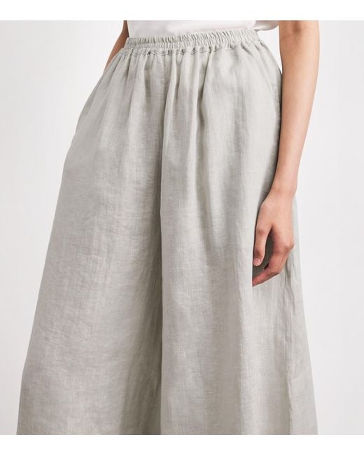 Eskandar White Linen Flared Culottes