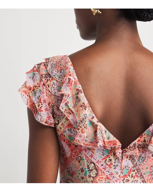 Rixo Pink Silk Printed Ambika Maxi Dress
