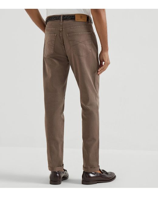 Brunello Cucinelli Gray Garment-Dyed Comfort Cotton Jeans for men
