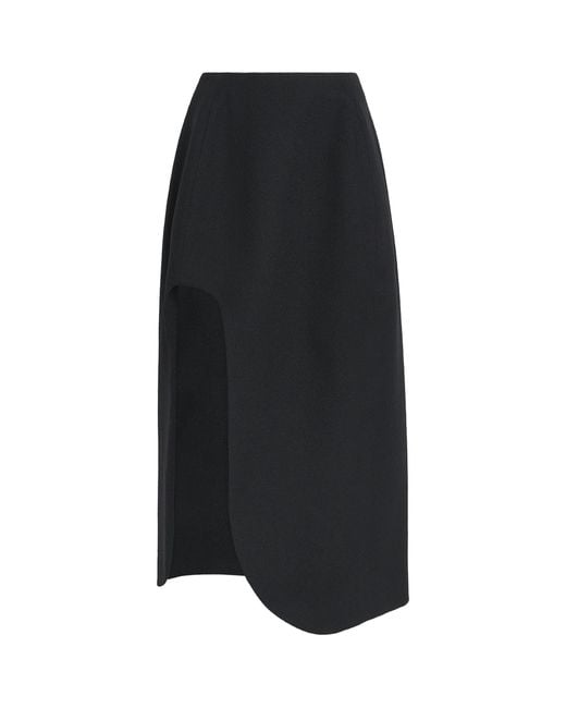 Jil Sander Black Wool Sablé Midi Skirt