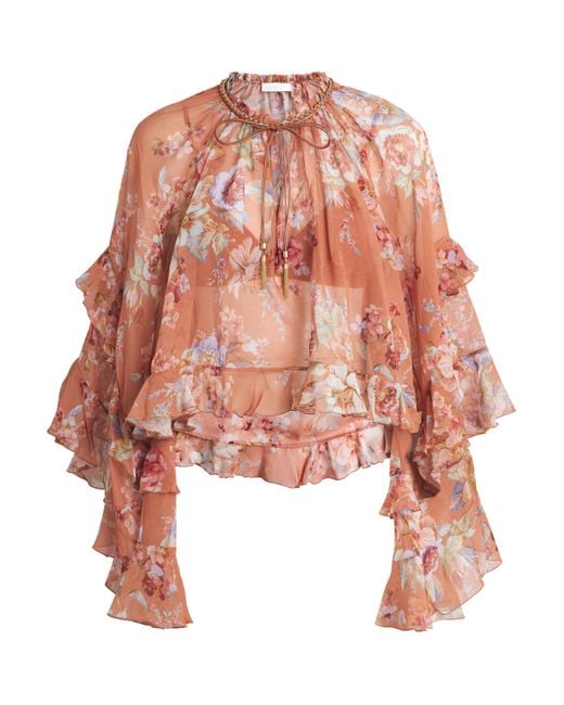 Zimmermann Multicolor Cotton-Silk Floral Awaken Blouse