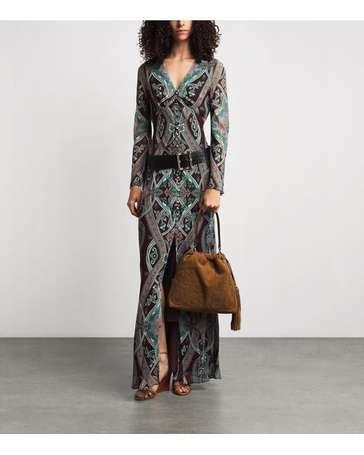 Veronica Beard Gray Silk Paisley Daciana Maxi Dress