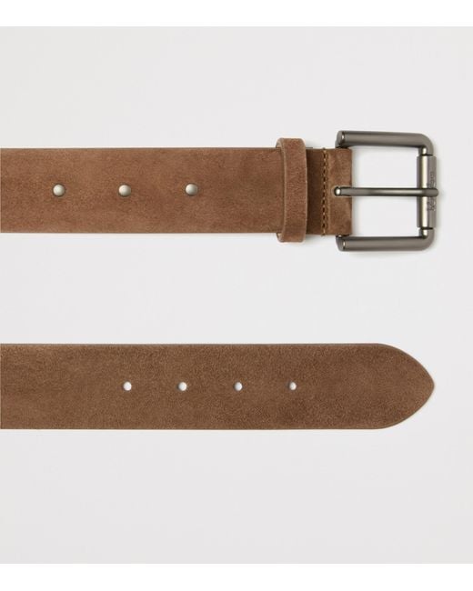 Max Mara Brown Suede Double-Buckle Belt