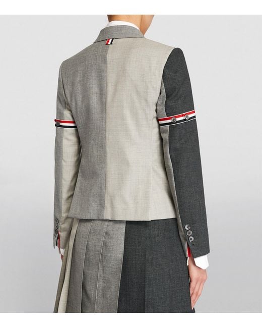 Thom Browne Gray Wool High Armhole Tricolour Sport Coat