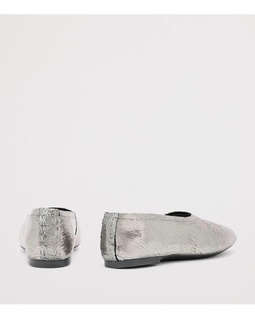 AllSaints White Metallic Leather Hailee Ballet Flats