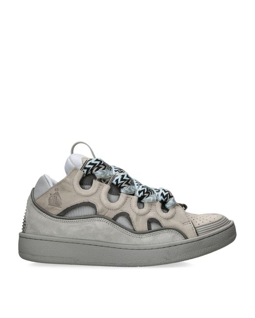 Lanvin Gray Leather Curb Sneakers for men
