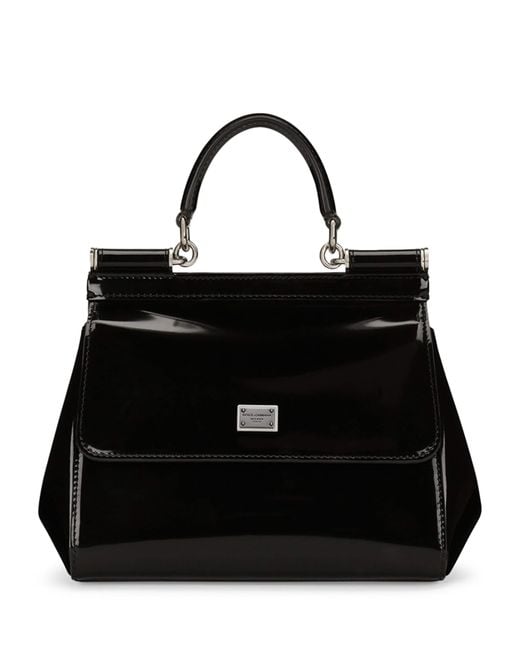 Dolce & Gabbana Black Leather Sicily Top-Handle Bag
