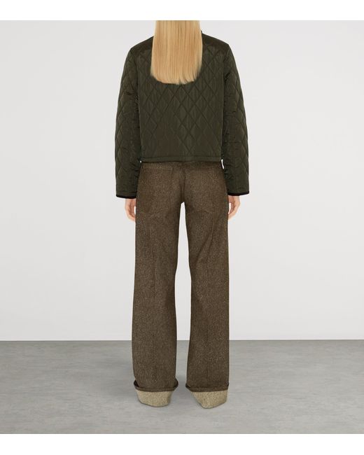 Burberry Green Cropped Quilted Field Jacket