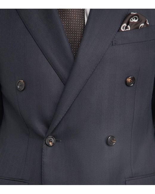 Corneliani Blue Wool Herringbone 2-Piece Suit for men