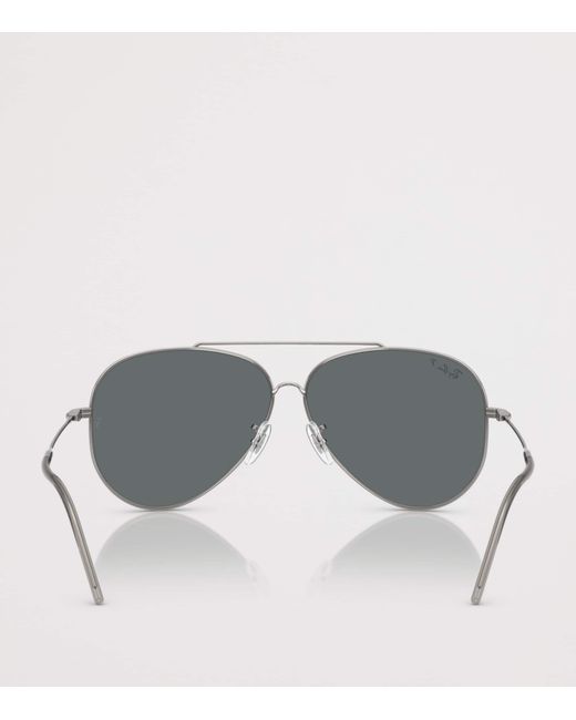 Ray-Ban Gray Metal Aviator Reverse Sunglasses