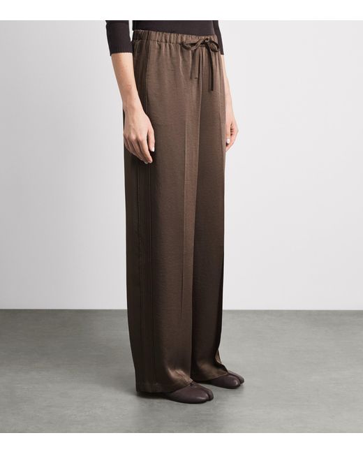Vince Brown Crepe High-Waist Trousers
