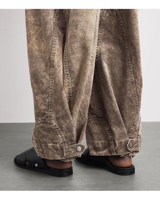 IM MEN Brown Cotton Elements Wide-Leg Trousers for men