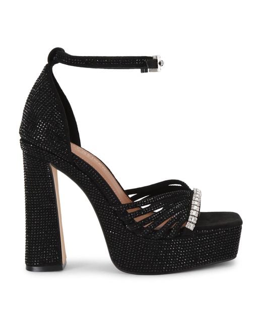 Kurt Geiger Black Crystal Strap Platform Sandals
