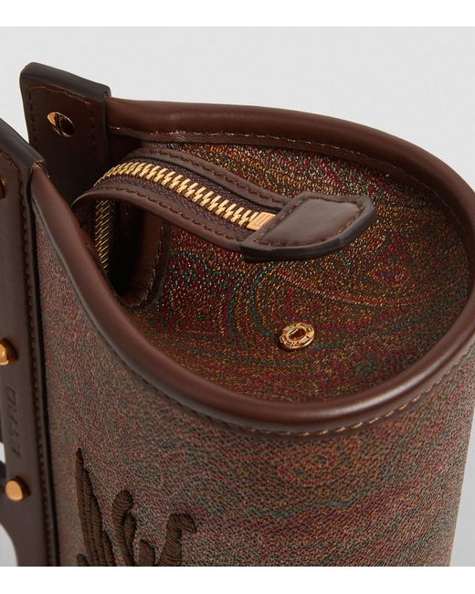 Etro Brown Leather Paisley Top-handle Bag