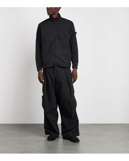 Stone Island Black Stretch-Nylon Zip-Up Overshirt for men