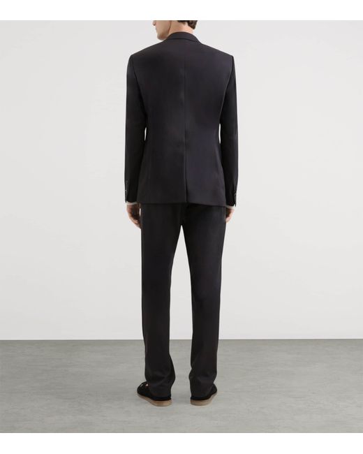 Dolce & Gabbana Black Virgin Wool-Blend Drawstring Straight Trousers for men