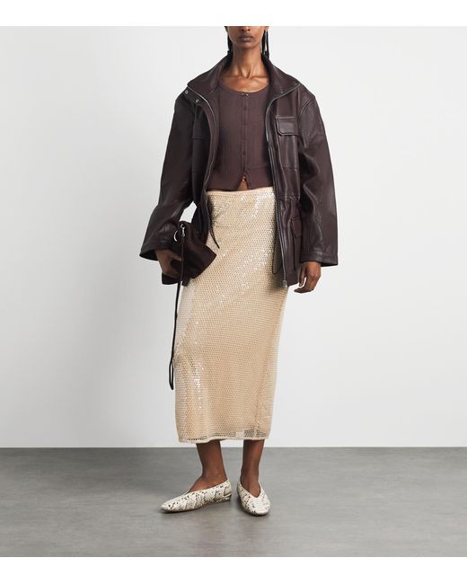 Sandro Purple Pointelle Short-Sleeve Cardigan