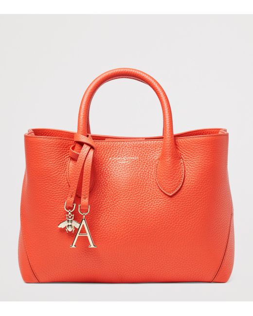 Aspinal Red Medium Leather London Tote Bag