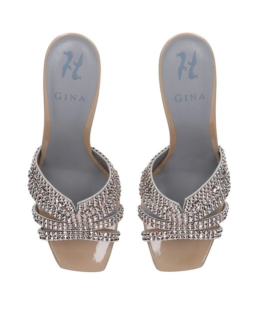 Gina White Leather Arizona Mules 85